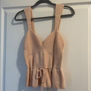 Staud - Coco Knitted Peplum Top - Ballet Pink - Size M